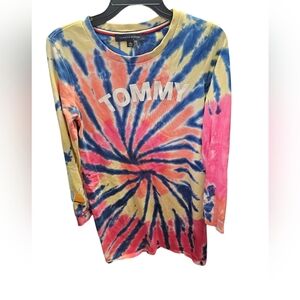 Tommy Hilfiger EUC Small Tie-Dye Long Sleeve Shirt Dress